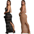 C7075 cross-border   independent station fashion women's lace hot diamond deep v sleeveless dress