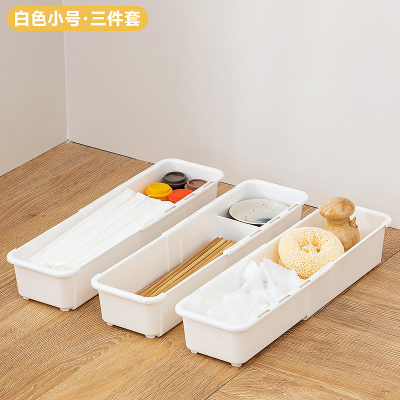 Cabinet sundries, long storage box, seasoning products, plastic seasoning box, narrow and long refrigerator grid egg storage box