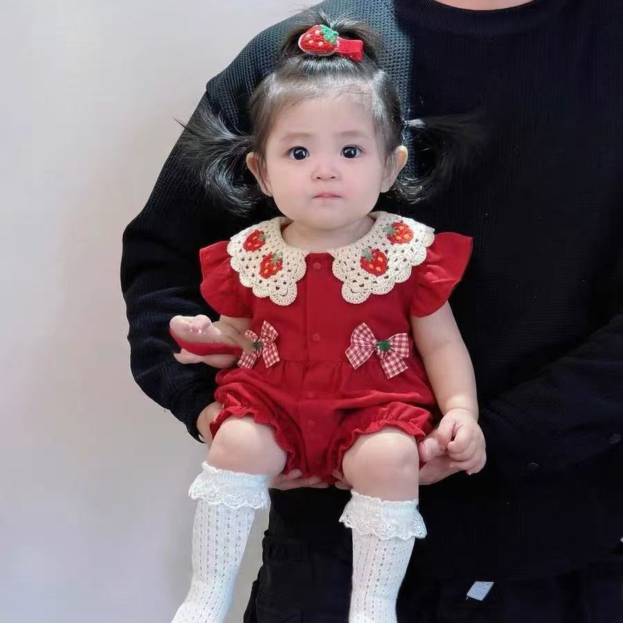 Summer clothes thin flying sleeves summer clothes newborn onesie baby girl outwear romper romper little princess style