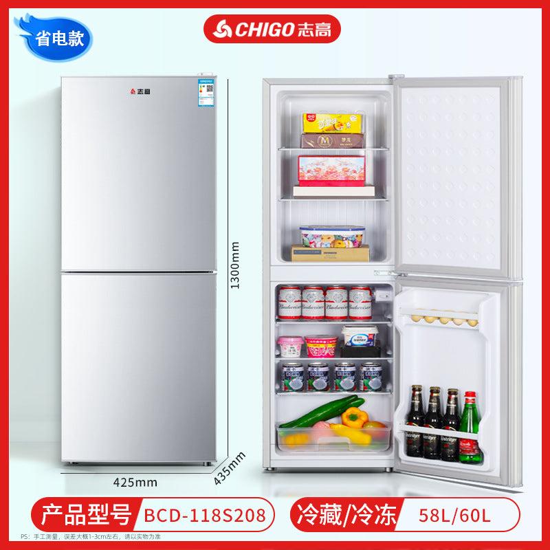Chigo refrigerator double door refrigeration and freezing dormitory rental room use first class for home small refrigerator two person refrigerator