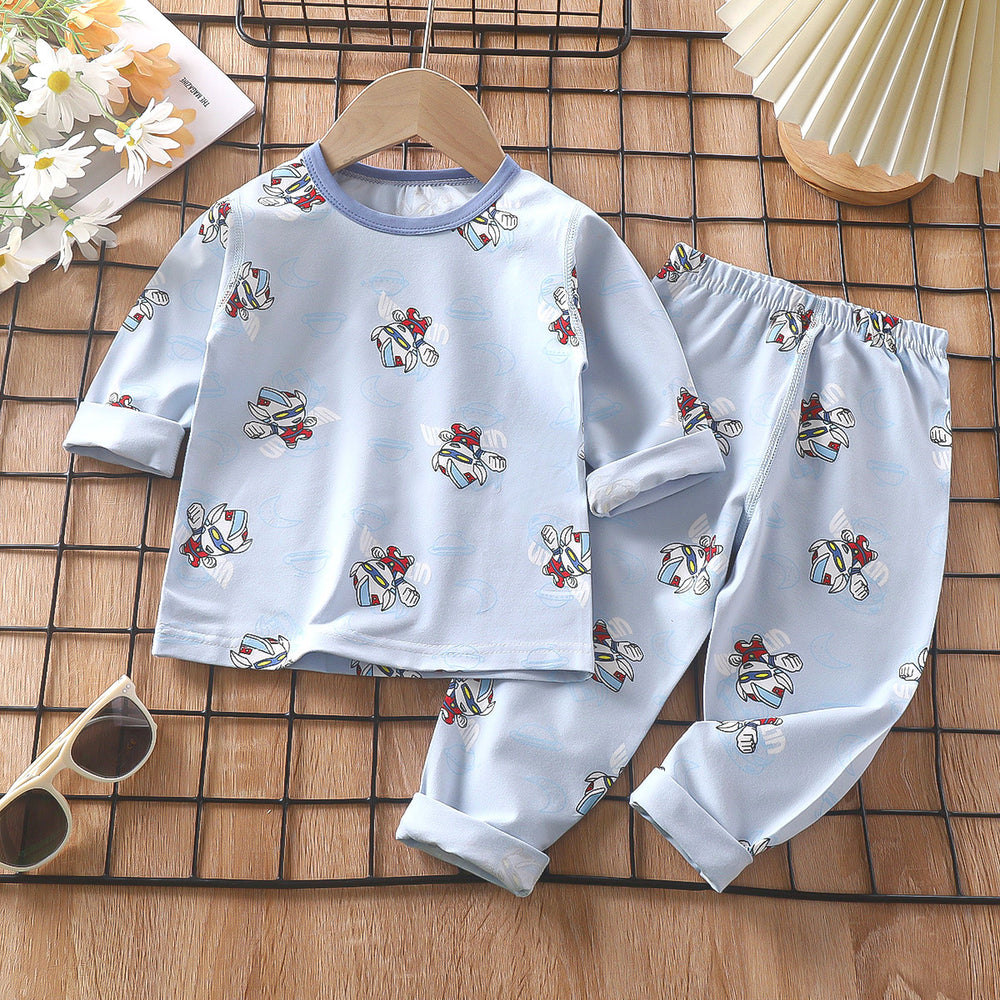 Kids' pajama set spring lycra cotton baby underwear boys' loungewear girls' thermal underwear children's clothing wholesale