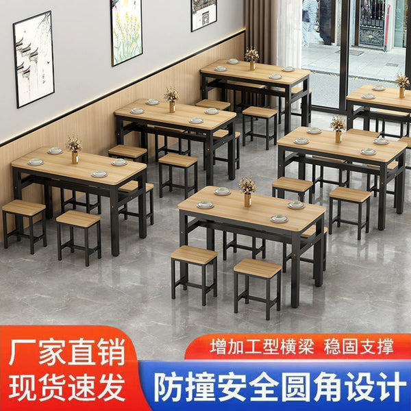 Snack dining table and chairs combination breakfast shop Hotel special table and chairs Commercial rectangular combination table Simple dining table Household