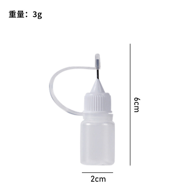 Dispensing bottle, needle bottle, pinhole bottle, tattoo pigment oil injection bottle, soft fat caulking glue bottle, squeezable pointed mouth bottle