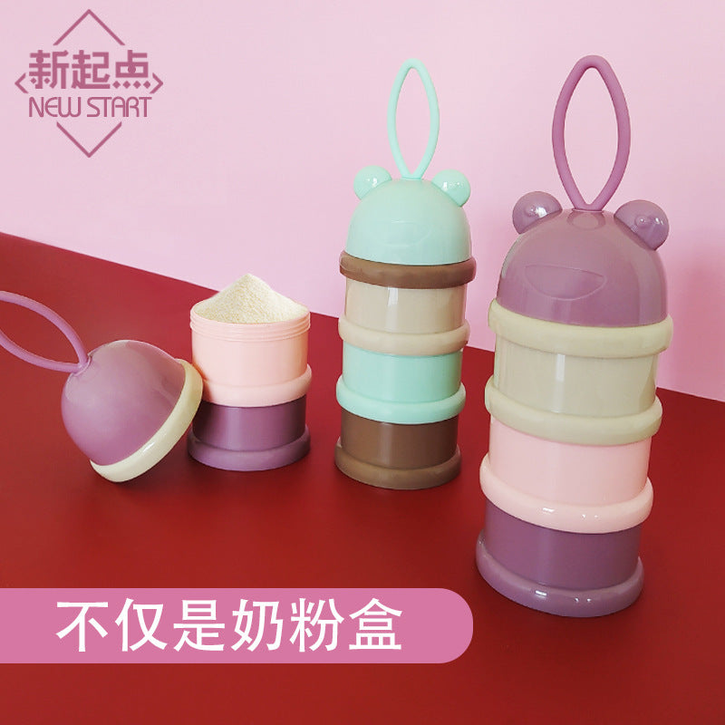 Portable baby milk powder box, sub-packaging milk powder can, independent sealing of milk powder compartment away from light, portable out milk powder storage box
