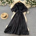 French gentle style pink lantern sleeve dress women's summer k-styletie backcut out waist a-line skirt work clothing slimming look