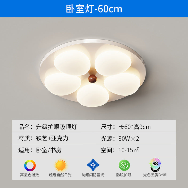 Log cream wind bedroom ceiling light simple modern new walnut pattern creative master bedroom eye protection room lighting