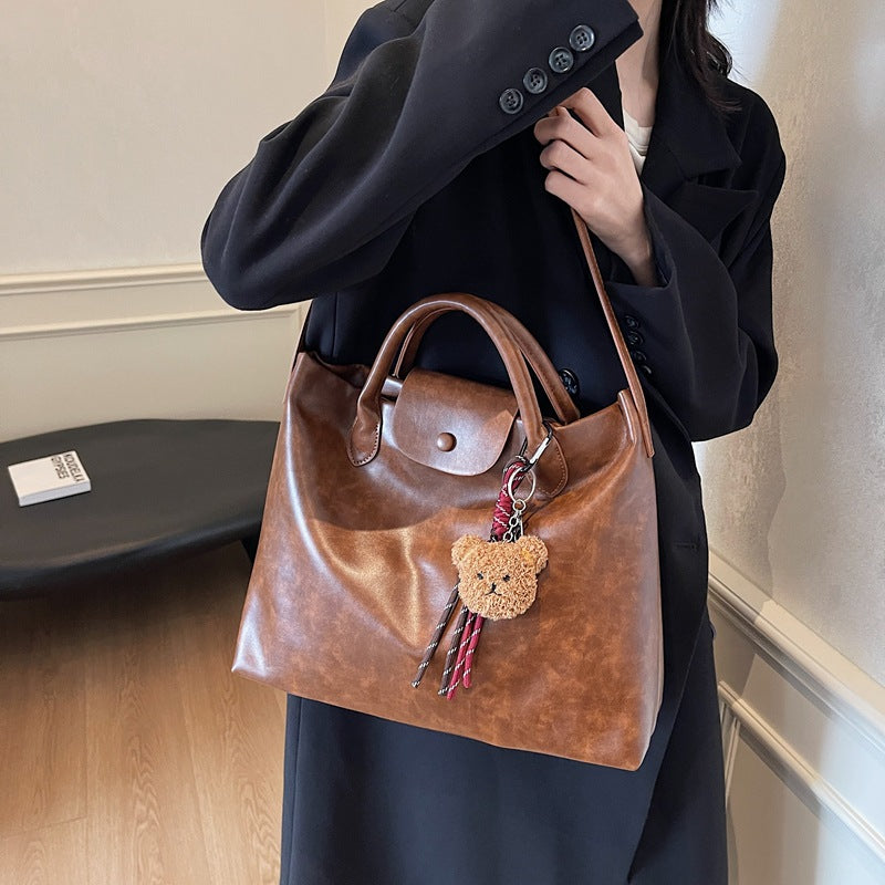 Cross-border retro commuter messenger bag women's large-capacity bags2025 winter new portable tote bag shoulder bag