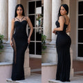 C7663 cross-border   fashion women's elegant rhinestone-embellished camisole dress