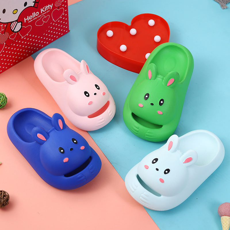 Rabbit slippers non-slipkidsgirl stomping on shit soft bottom children cartoon boys and girls indoor home bath sandals