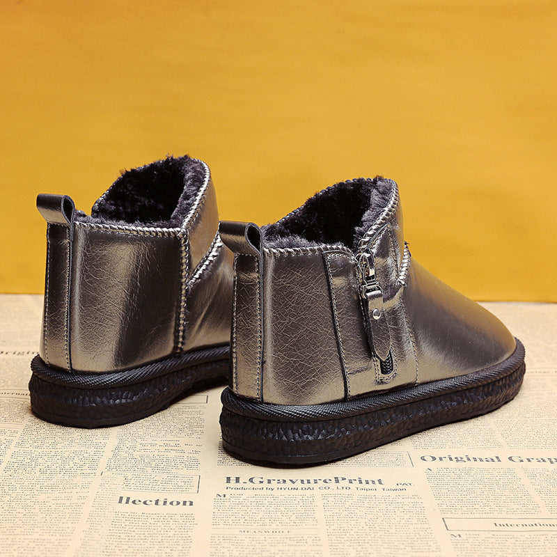 Snow boots women's 2025 winter short boots short boots piled thickened women's shoes fur integrated versatile cotton shoes piled warm