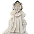 Korean style commute knit sweet & chic dress - women's short sleeve polo collar slim fit a-line dress - high-end design