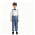 Handsome boyssummersuitwhitelong sleevesshirt suspenderspantstwo-piece setbaby boybirthday dress