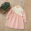 Girls' knitted sweater dress - new autumn/winter  collection - handmade floral detail, sweet winter dress