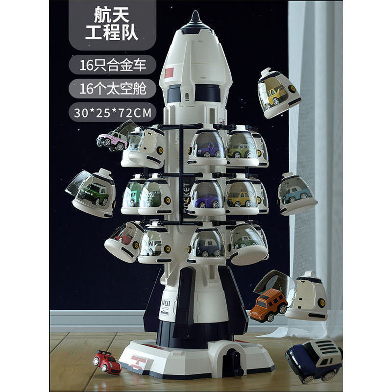 children's toy engineering inertial car simulation model aerospace rocket parking lot boy birthday gift