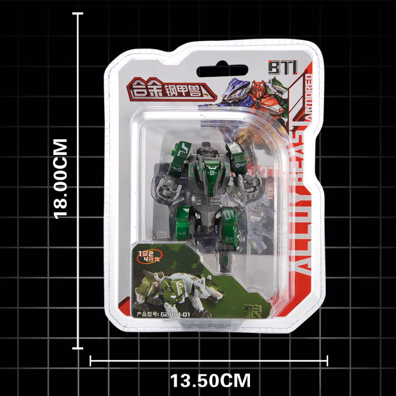 Kids puzzle mini robot toy boy retro moving train combined deformation dinosaur engineering vehicle steel armor beast