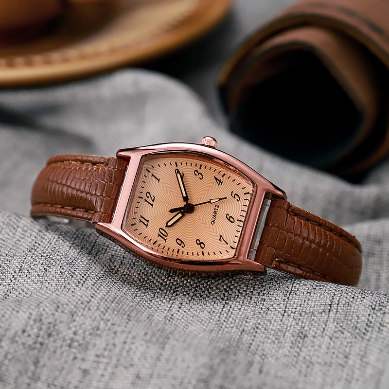 New arrival digital retrofashion women's watch cross-border live broadcast barrel-shaped quartz belt watch women's watch