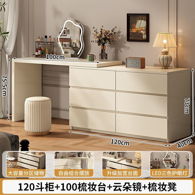 French cream style bedroom vanity table all-in-one chest of drawers dressing table bed end storage cabinet corner table small apartment with drawers