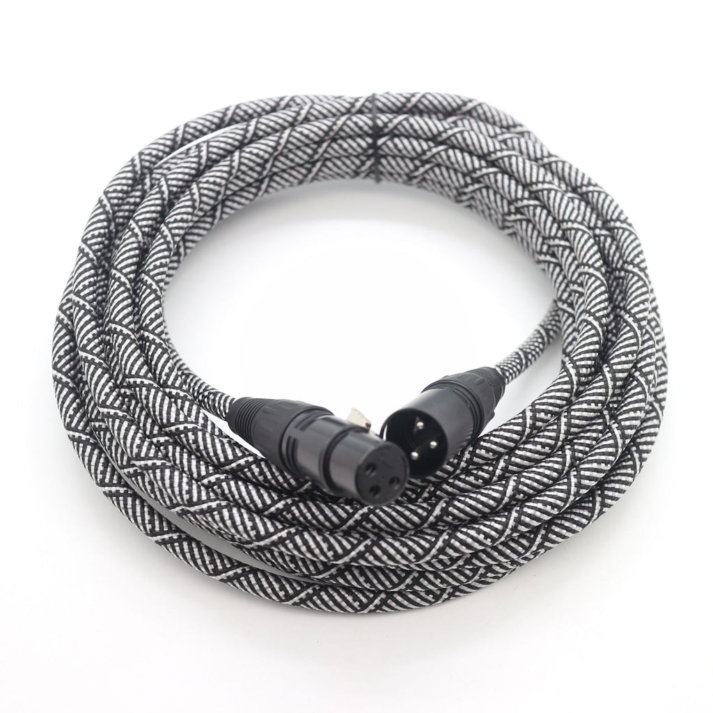Black and white high-grade pit viper pattern braided network interface card Nong 3pin male to female microphone cable protective cover flame retardant network cover envelope