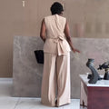 European and american cross-border women's fashion:  summer new collection - tie-waist vest top and wide-leg pants set