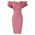D575 cross-border independent station fashion summer women's beaded ruffle sleeve bodycon party dress african dress