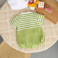 Baby thin clothes summer clothes cartoon super cute short-sleeved butt-covering clothes full moon khaki male and female baby 100-day one-piece