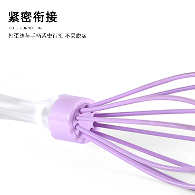 Factory direct transparent silicone whisk - handheld manual egg beater mixer 10inch silicone baking whisk