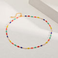 Amazon new arrival: ethnic style necklace - 18k gold plated copper, unique exotic design, mixed color seed bead necklace with premium texture