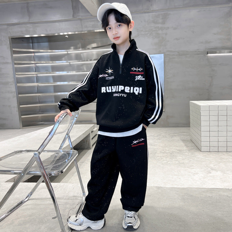 Boys' spring outfit set : new spring sweatshirt for mid-to-large children, stylish and trendy boy's spring/autumn sportswear