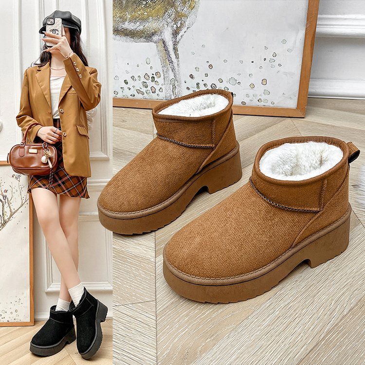 Exportthick sole short snow boots for women new arrivalheight-increasing cotton shoes winterpetitesheattech short boots for women wholesale