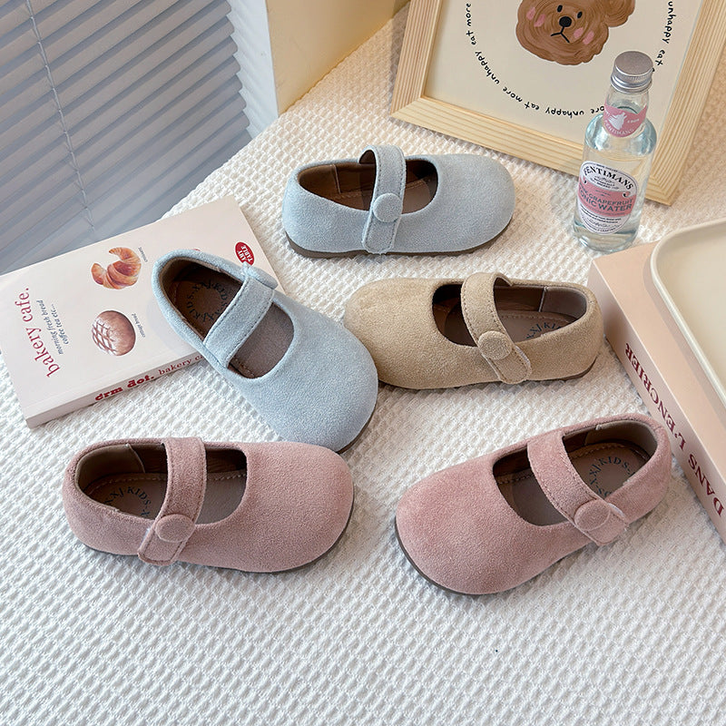 ins children's Mori small leather shoes 2025 spring and autumn new Korean version of girls soft-soled princess shoes frosted Doudou single shoes