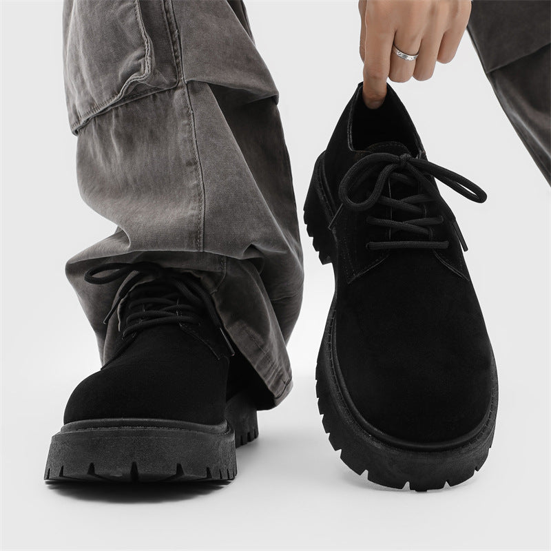 Derby shoes 2026new arrivalspringlow anklebootsmenretroworkwear shoesthick soleincreased breathable suede shoes