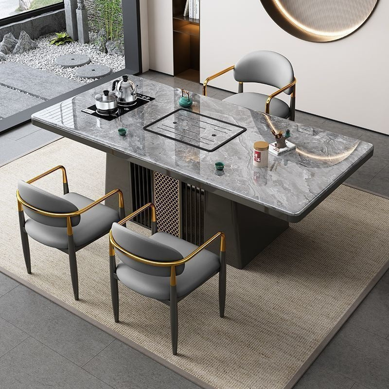 Modern rock slab tea table and chair set - ideal for home, balcony, living room, office, or kung fu tea - complete all-in-one set