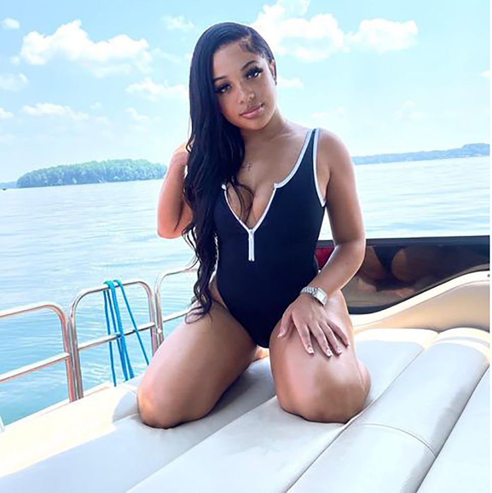 European and american cross-border women's fashion:  summer new arrivals - sexy hot girl u-neck stretch beach swimsuit tank top jumpsuit