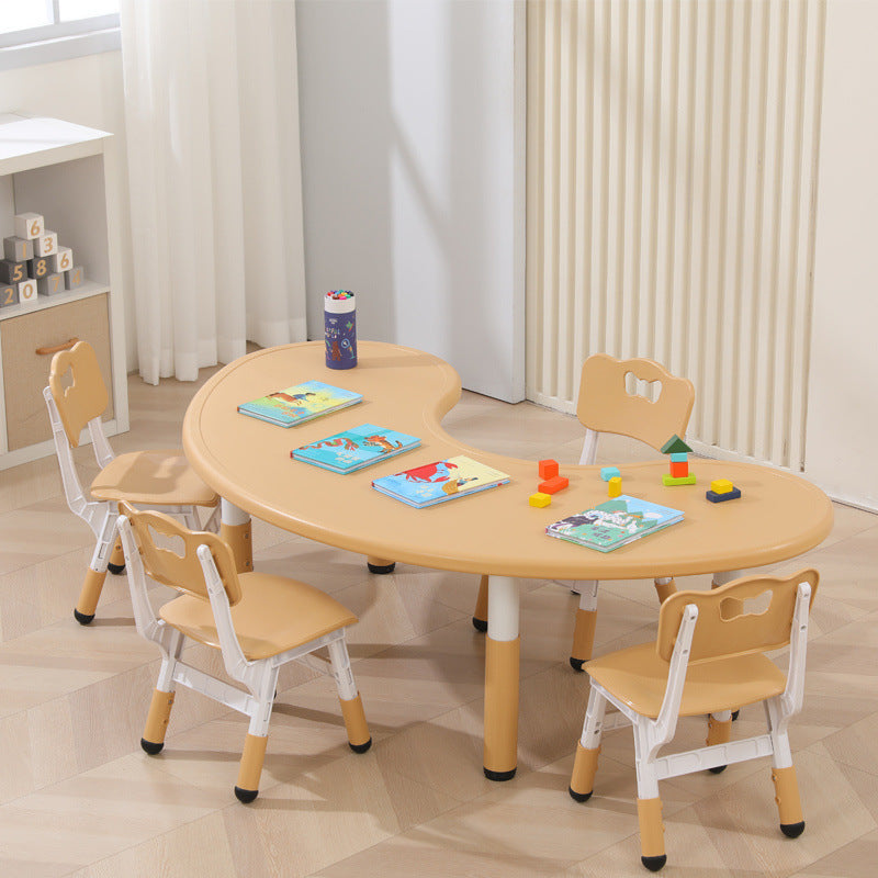 Children's table and chair set Kindergarten table and chair Baby painting game learning desk Plastic lifting moon creative table