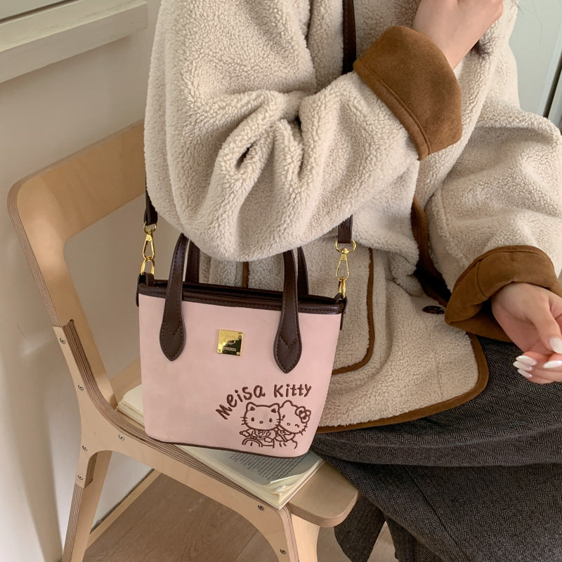 new embroidered bucket bag for women, 2025 autumn/winter versatile shoulder bag, underarm bag, high-end textured crossbody bag