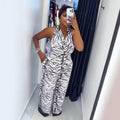 European and american cross-border african women's clothing  summer new zebra print halter neck sleeveless backless top and pants set for women