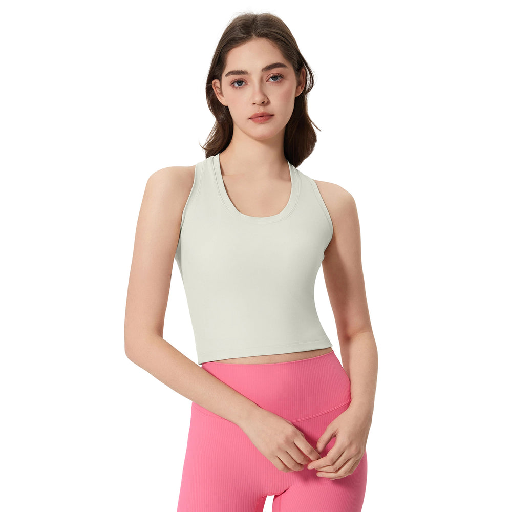 Spring/summer new racerback yoga top - versatile cropped workout tank for women (d25032)