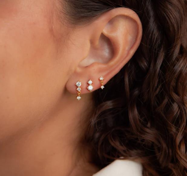 Amazon bestseller: brass electroplated zircon 12 birthstone earrings - elegant & stylish women's fashion jewelry, perfect for cross-border e-commerce