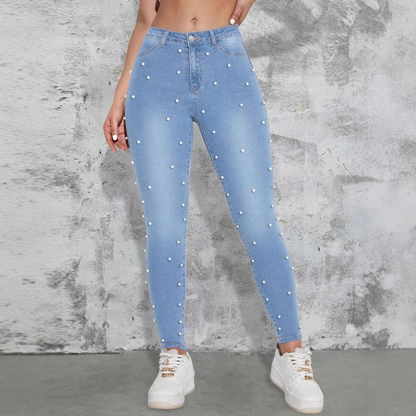 European and American  women's clothing summer new  independent station fashion casual denim trousers