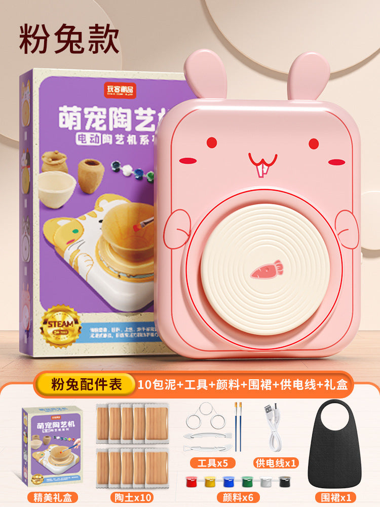 Electric pottery machine kids soft clay primary school students special tool suit ceramic handmade diy production toys