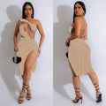 C6968 cross-border   independent station fashion fashion women's net rhinestone medium longdress
