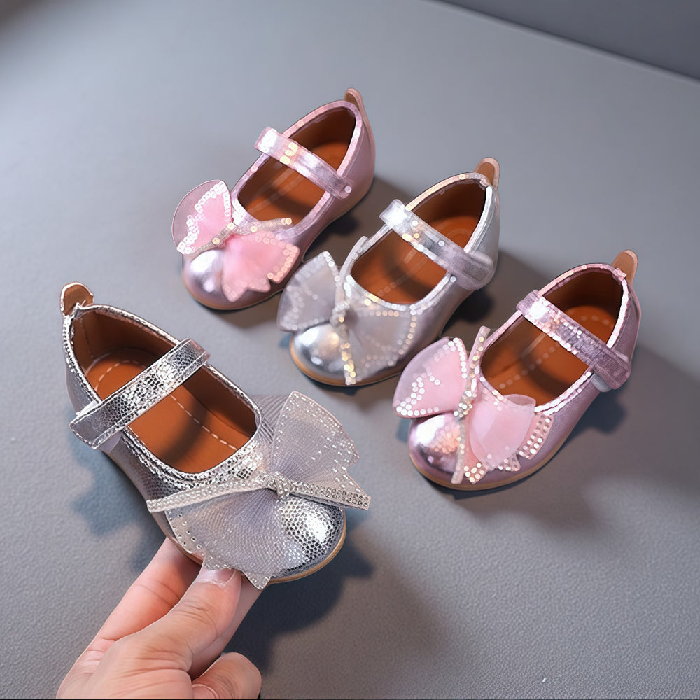 Girls' princess shoes, spring/autumn leather shoes for baby girls, new summer soft-soled children's shoes, kids' shoes with bow detail, single shoes