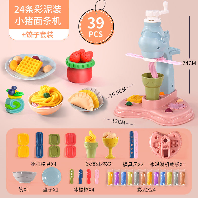 Piggy noodle maker tool suit color clay kids toy plasticine mold handmade clay play house production for men and women