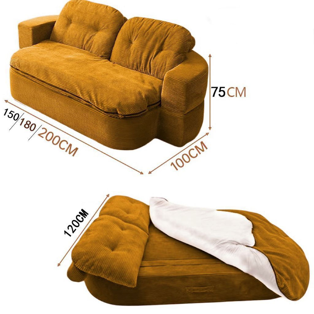 Vintage-inspired vacuum-sealed kangaroo sofa: creative, compact, and foldable for small living spaces - a lazy sofa bed for casual lounging
