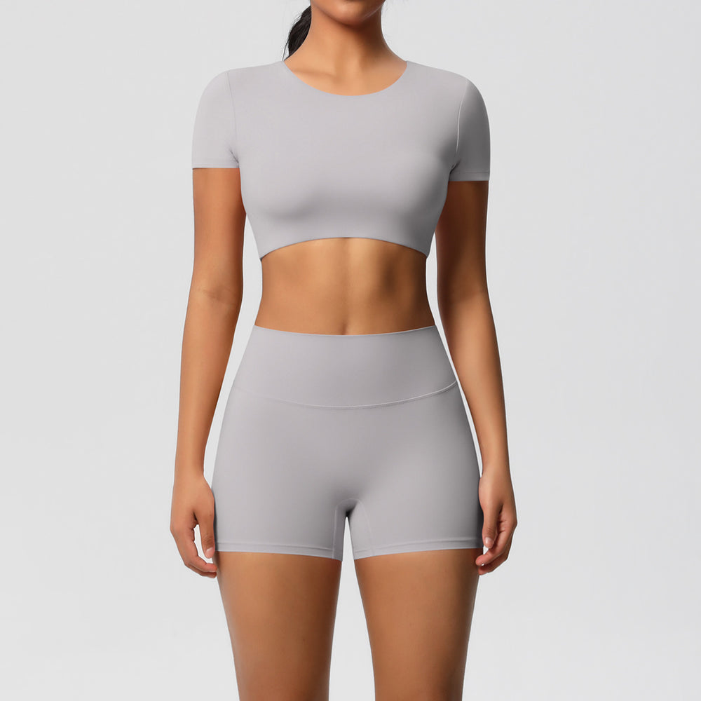New arrival: european and american style solid color double-sided brushed breathable compression yoga set - 8 piece activewear set for running and fitness