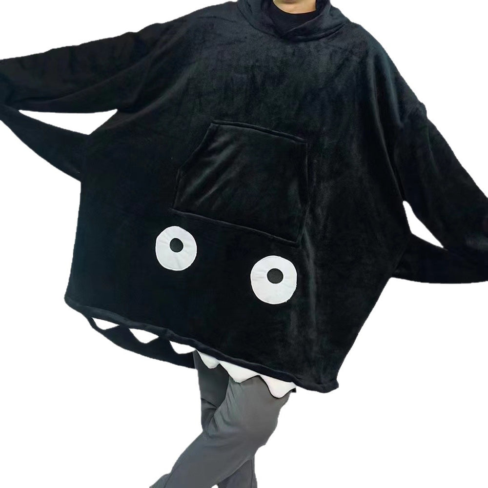 Flannel cartoon big-eyed shark pajamas - couple's loungewear - cozy & warm - double-sided flannel