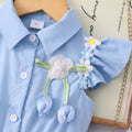 Girls' dress for toddlers and young children, 3d floral flutter sleeve dress