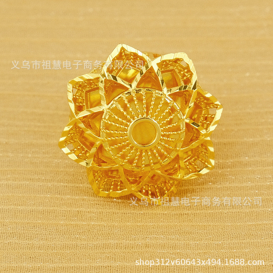 24k gold plated floral ring for women, middle eastern bridal wedding accessory, exquisite gift, party & everyday wear