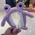 Trendy frog ear muffs with moving ears - kids' cartoon plush warm ear covers for outdoor use