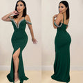 C6771 cross-border   fashion women's solid color tassel strap maxi dress